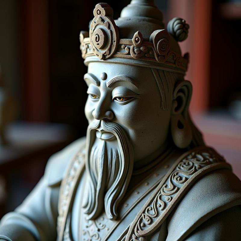 Ý nghĩa phong thủy và tâm linh sâu sắc của tượng Hùng Vương đá tự nhiên trong không gian sống.